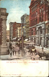 Cor. Baltimore & Calvert Sts Postcard