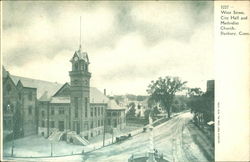 West Street City Hall And Methodist Church Danbury, CT Postcard Postcard