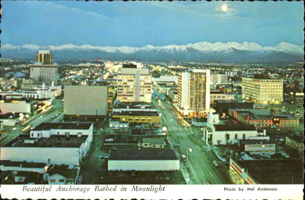 Beautiful Anchorage Bathed In Moonlight Alaska