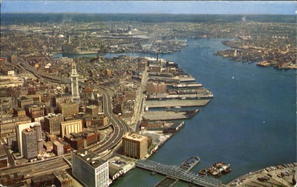 Air View Of Boston Waterfront Massachusetts