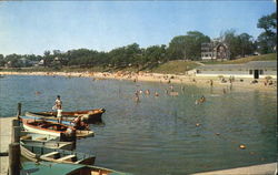 Beach And Bathhouse Postcard
