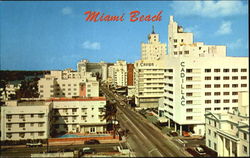 Looking North Along Collins Avenue Postcard