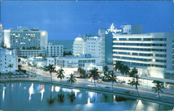Night View Of Miami Beach Postcard