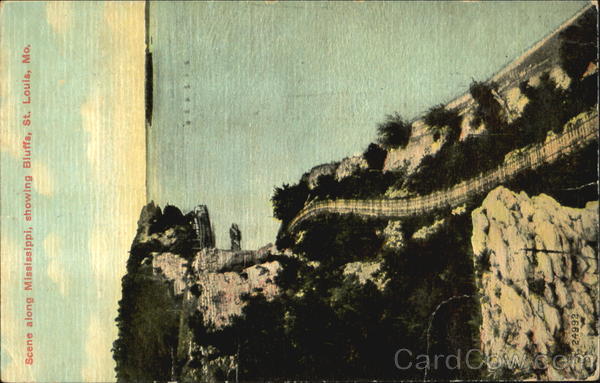 Scene Along Mississippi Showing Bluffs St. Louis Missouri