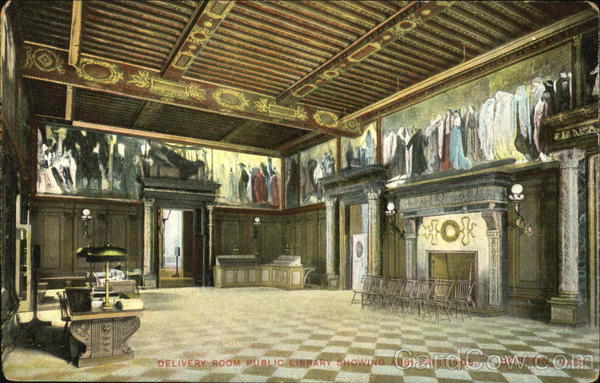 Delivery Room Public Library Showing Abbi Paintings Boston Massachusetts