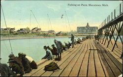 Fishing On Piers Postcard