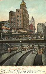 Underground R. R. And Brooklyn Bridge Postcard