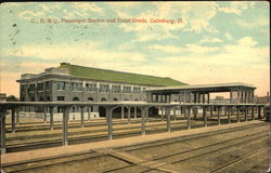 C., B. & Q. Passenger Station And Train Sheds Postcard