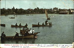 Boating At Westlake Park Los Angeles, CA Postcard Postcard