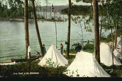 Camp Scene In The Adirondacks Postcard