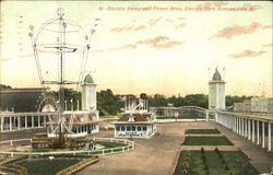 Electric Swing And Flower Beds, Electric Park Kansas City, MO Postcard Postcard