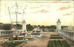 Electric Swing And Flower Beds, Electric Park Postcard