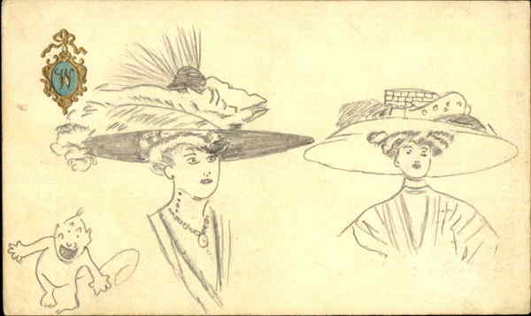 Women with Hats Hand Drawn