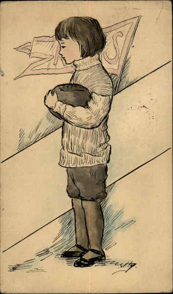Drawing of a Child holding a Football