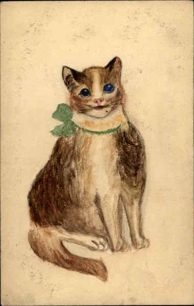 Cat With a Green Bow Around its Neck Cats