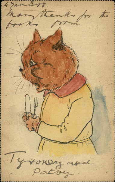 Hungry Cat - Hand Colored Cats