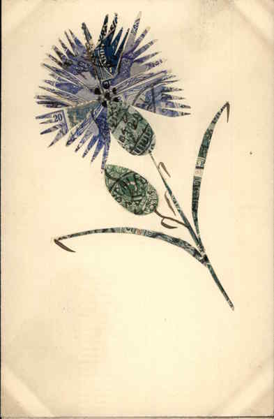 Stamp Montage - Flower Macerated Money & Stamps