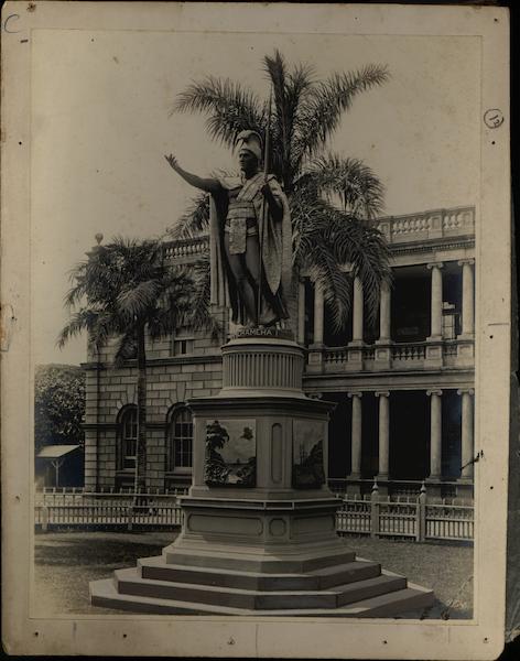 Rare Original Art - King Kamehameha Statue H-5 Honolulu Hawaii