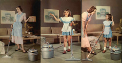 Set of 3: Lewyt Vacuum Cleaners 1950's Housewife & Girl Postcard