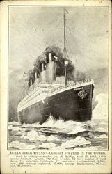 Ocean Liner Titanic Largest Steamer in the World 1912 Postcard