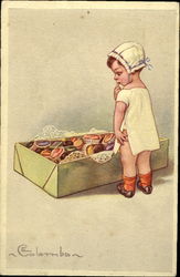 Baby With Box of Chocolates Postcard