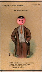 Button Face Mr. Bertie Buttons Postcard Postcard