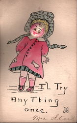 Button Face Girl Postcard