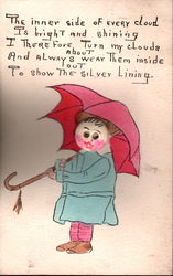 Button Face Girl with Umbrella Postcard