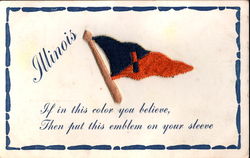 University of Illinois College Pennant Postcard