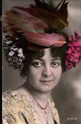 Woman with Feather Hat Postcard