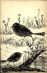 Two Birds in the Grass Postcard