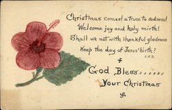 Picture of Hibiscus Flower and Christmas Verse Postcard