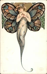 "L'Envoi" - Butterfly Girls Series Samuel L. Schmucker  Postcard Postcard