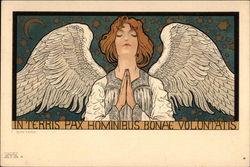In Terris Pax Hominibus Bonae Voluntatis Art Nouveau Postcard Postcard