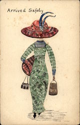 British Stamp Montage - Fancy Woman Postcard