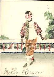 Chinese Stamp Montage, Woman Postcard