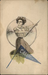 Caledonia Girl Fishing in Rowboat Postcard