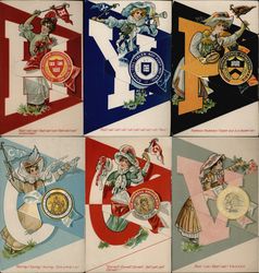 Ivy League College Girl Series Complete Set of 6 Postcard
