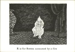 R is for Rhoda consumed by a fire Postcard