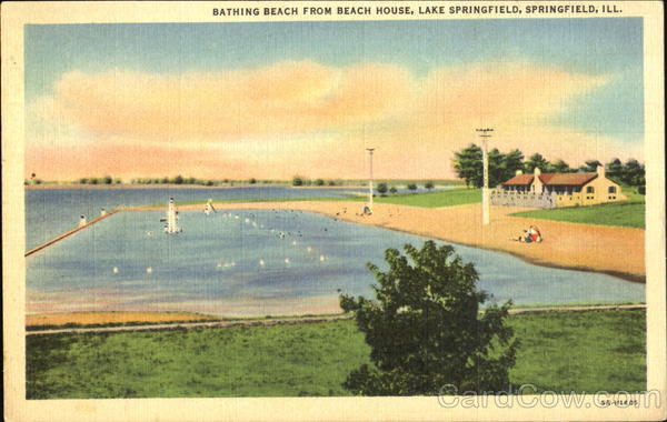 Bathing Beach From Beach House, Lake Springfield Illinois