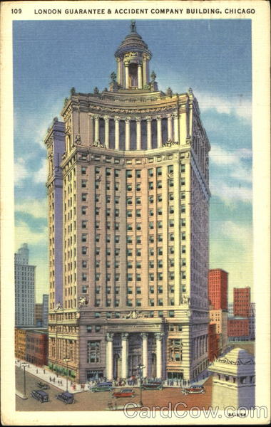 London Guarantee And Accident Company Building, South End of Plaza, Michigan Blvd. Bridge. Chicago Illinois