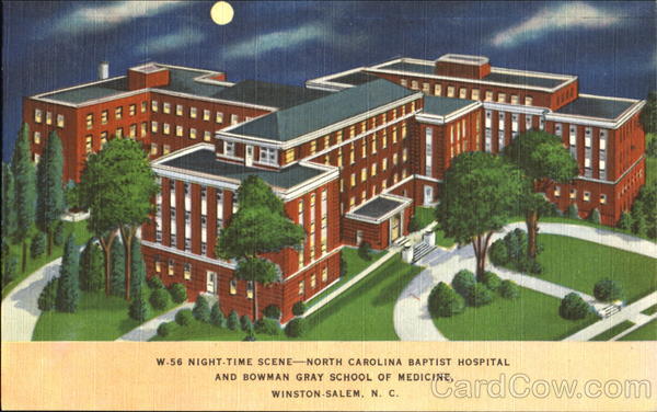 Night-Time Scene-North Carolina Baptist Hospital And Bowman Gray School Of Medicine Winston-Salem