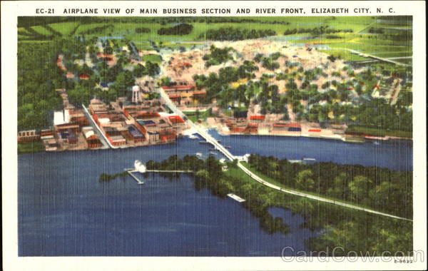 Airplane View Of Main Business Section And River Front Elizabeth City North Carolina