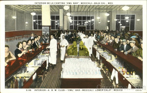 Interior A. B. W. Club Owl Bar MEXICALI Mexico