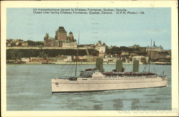 Ocean Liner Facing Chateau Frontenac PQ Canada Quebec