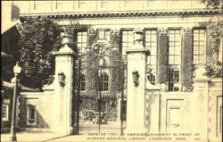 Gate Of 77 At Harvard University In Front Of Widener Memorial Library Cambridge, MA Postcard Postcard