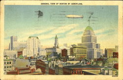 General View Of Boston By Aeroplane Massachusetts Postcard Postcard