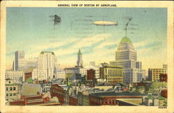 General View Of Boston By Aeroplane Postcard