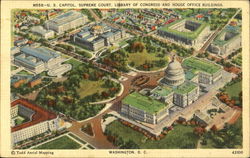 U. S. Capitol Supreme Court Library Of Congress And House Office Buildings Postcard