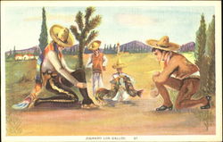 Jugando Los Gallos Postcard